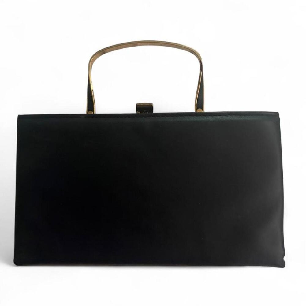 Vintage 1950s andè dark blue clutch purse with golden handles